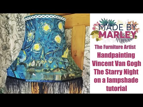 Handpainting Vincent Van Gogh The Starry Night on a lampshade tutorial