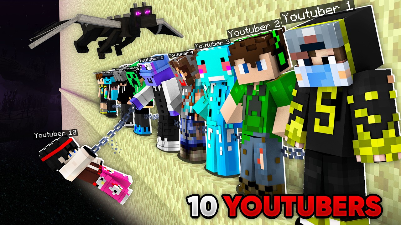 Can 10 Youtubers Beat Minecraft Chained Together?
