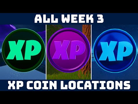 ALL WEEK 3 XP COIN LOCATIONS - Green, Purple & Blue Coins [Fortnite Season 3]