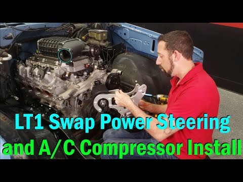 LT1 Swap Power Steering and A/C Compressor Install ICT Billet 551118-3