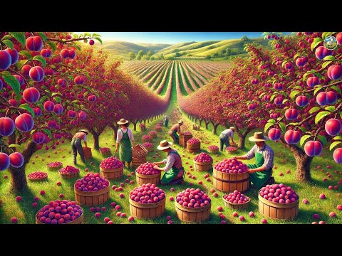 Exploring Prunes Production  Picking Billions of Plums in California I Farming Documentary