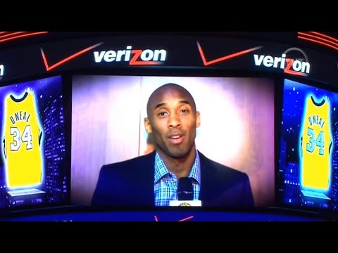 Kobe Bryant Congratulates Shaq on Lakers Jersey Retirement (April 2013)