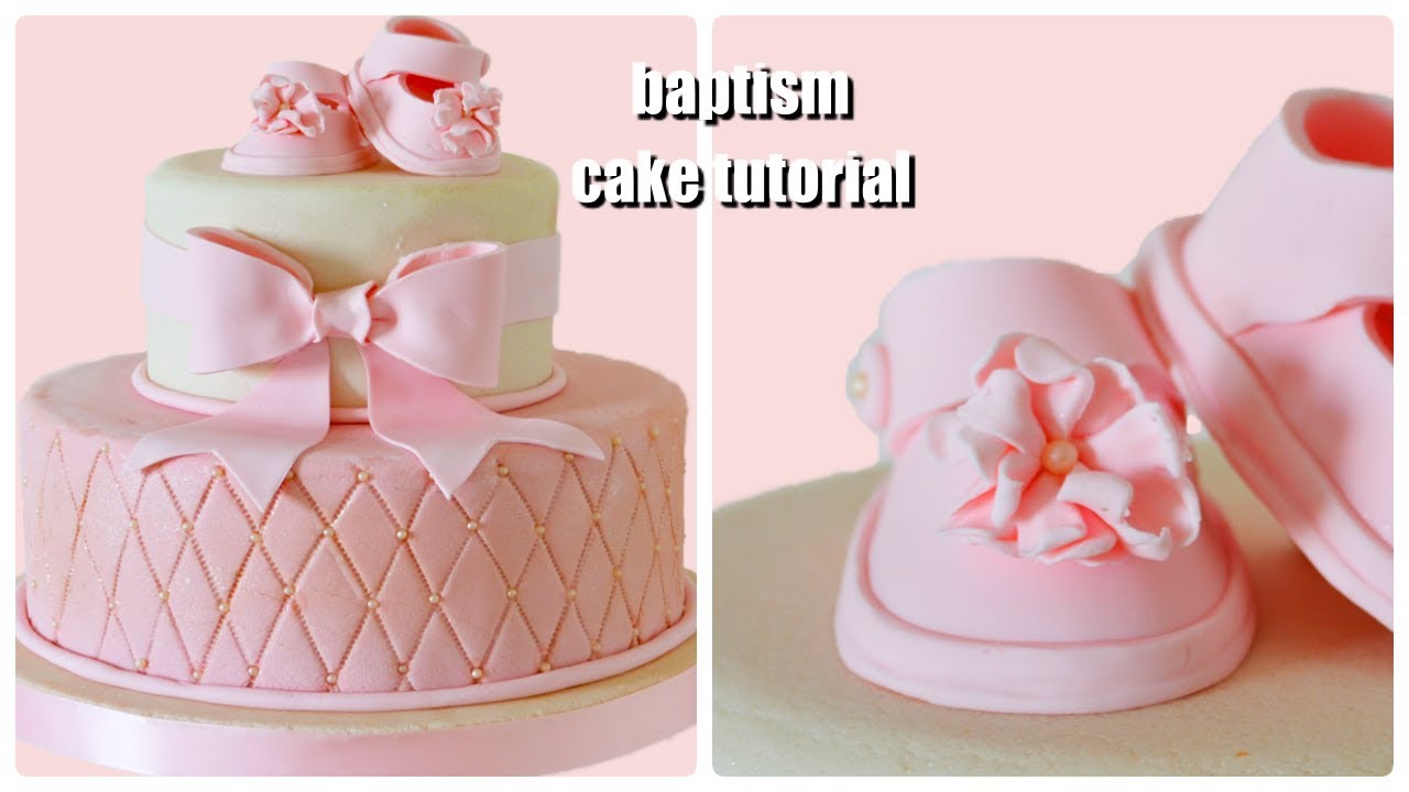 Baptism fondant cake tutorial - torta battesimo in pasta di zucchero