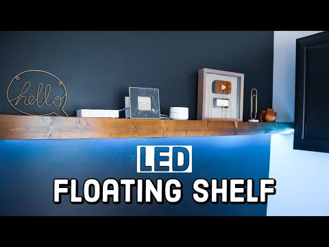 Walnut Lighted Floating Shelf - Battery