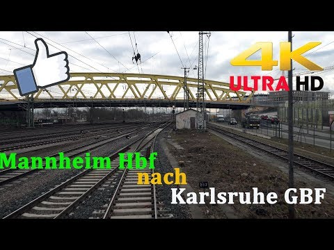 【4K】 Führerstandsmitfahrt Mannheim Hbf nach Karlsruhe GBF  Über Schwetzingen ,Graben-Neudorf