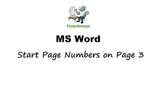 Start Page Numbers from Page 3 - Microsoft Word