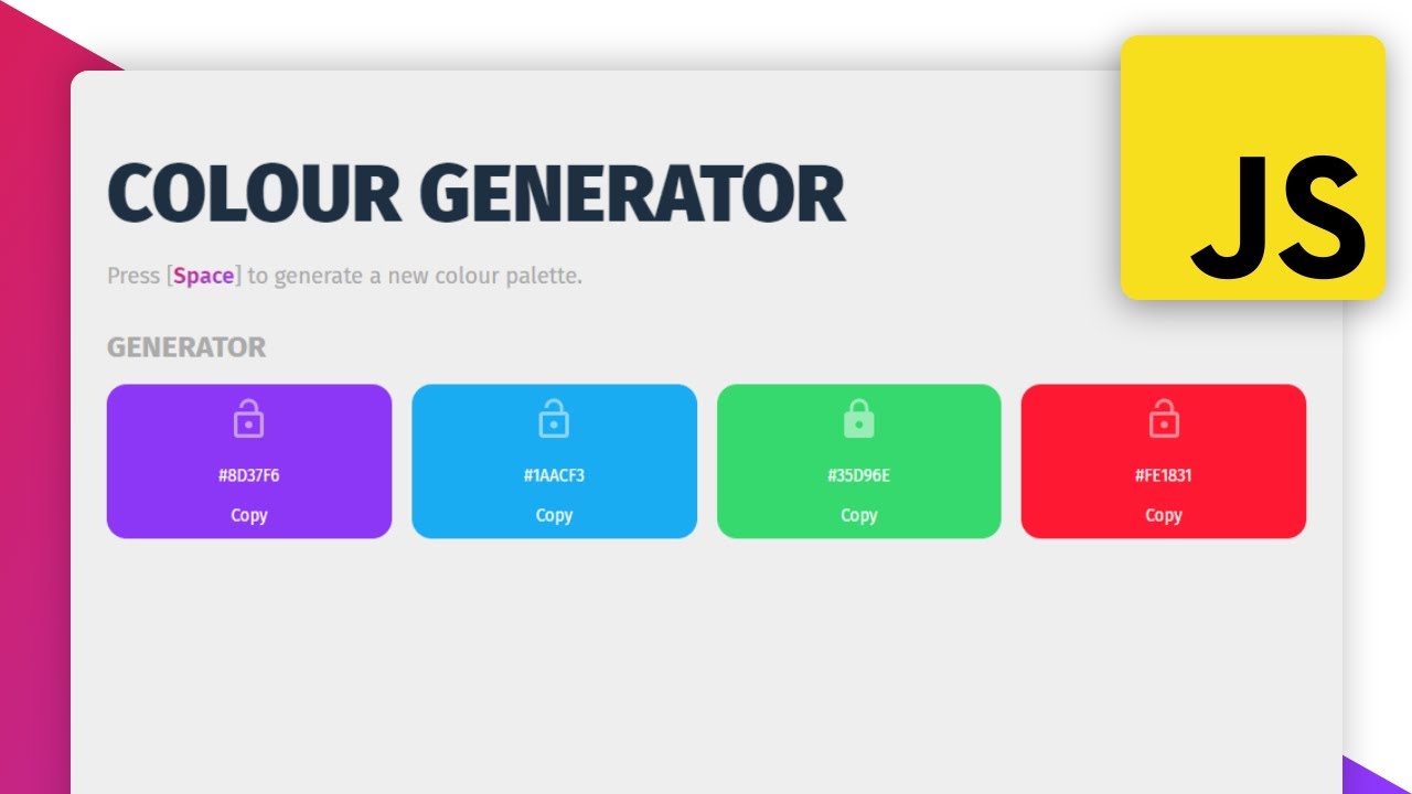 Build a Color Palette Generator in JavaScript - Javascript beginner tutorial