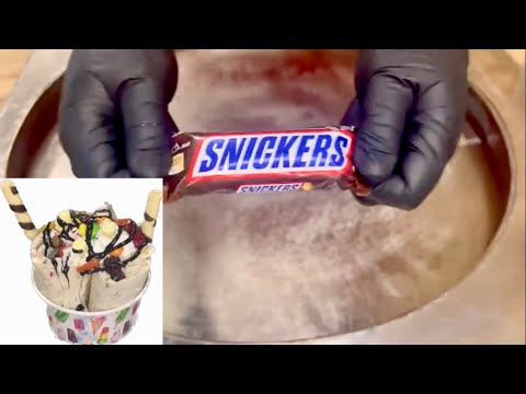Snickers - Cream Ice Rolls | satisfying Food Transformation with Chocolate Bars - ASMR / 4k