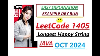 YouTube video 'Longest Happy String | Leetcode 1405 | Priority Queue | Max Heap | Java Code | Developer Coder'