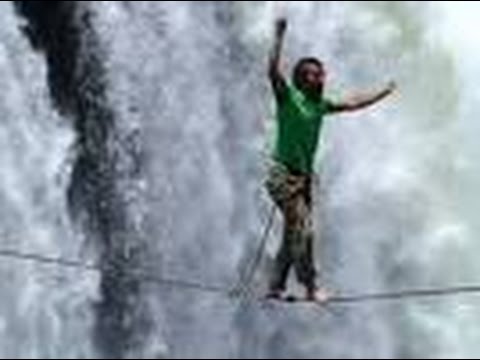 RAW: Two Daredevil Wire-Walkers Successful Crossing Of The Victoria Falls In Zimbabwe