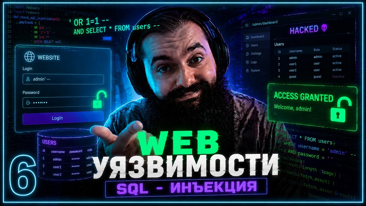 ВЕБ-УЯЗВИМОСТИ: РАЗБОР SQL-ИНЪЕКЦИИ НА ПРАКТИКЕ ДЛЯ НОВИЧКОВ | Урок 6