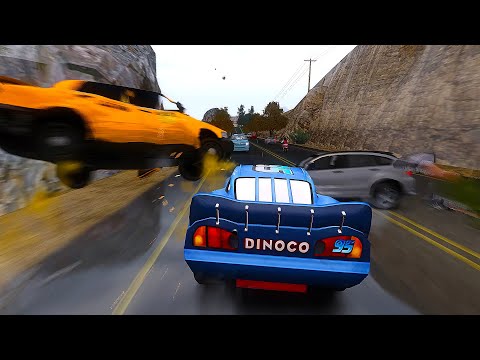 Crazy Dinoco McQueen Crashes - GTA 4 Real Car Crashes Ep.65