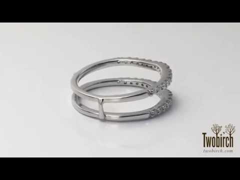 0.24ct. Double Shared Prong Curved Ring Guard - TwoBirch TB-GUARD-0078-WG-E