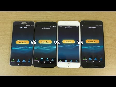 Internet Speed Test - Nexus 6P VS iPhone 6S+ VS Note 5 VS Moto X Style (Pure)