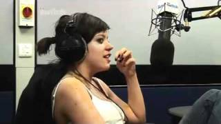 Lily Allen impersonates Cheryl Cole and dannii minogue accents on the radio