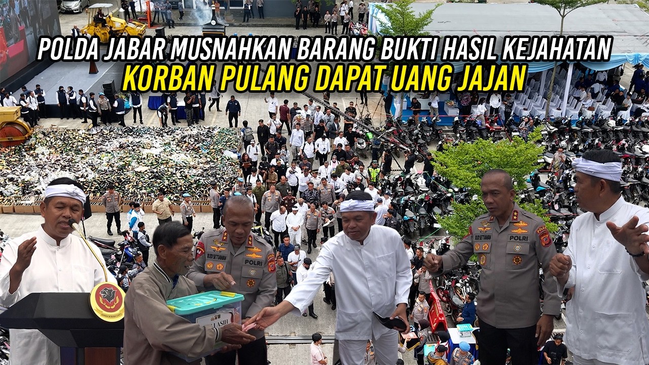 POLDA JABAR MUSNAHKAN BARANG BUKTI HASIL KEJAHATAN | K0RB4N PULANG DAPAT UANG JAJAN