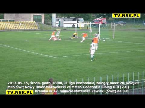 tv.nsk.pl 2013-05-15 MKS Świt Nowy Dwór Maz. - MMKS Concordia Elbląg 6-0 (2-0) wszystkie bramki