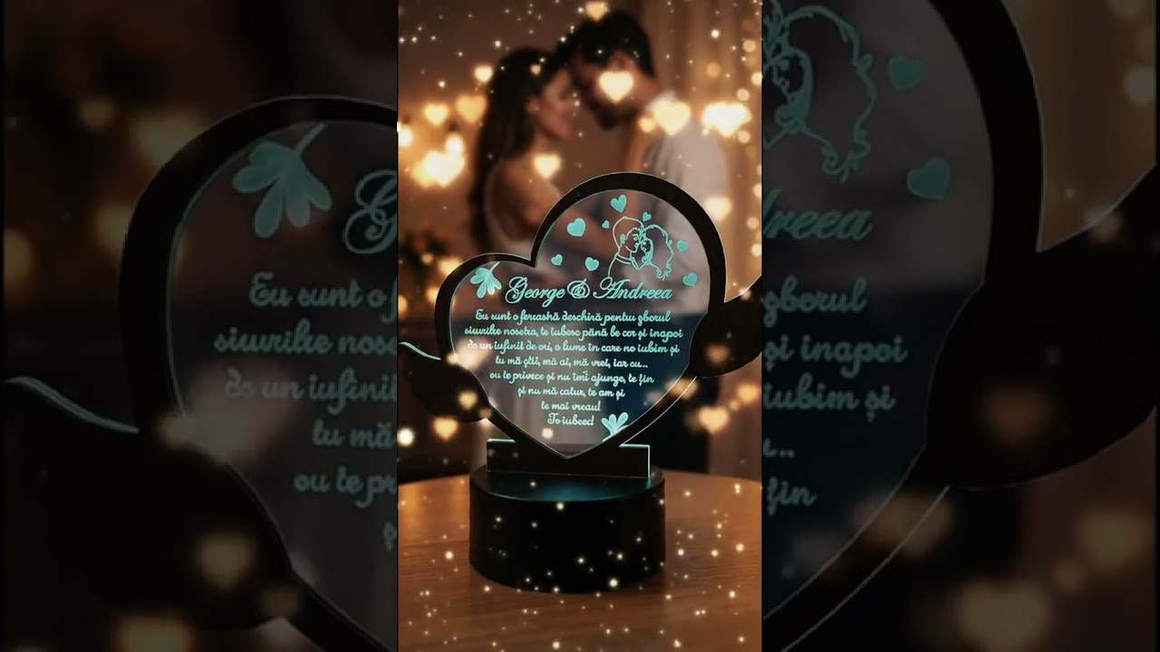 Thumbnail video Trofeu LED - Cadou personalizat inimioara pentru persoana iubita