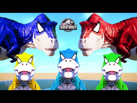 T-Rex Color Pack vs Mega Carnivore Dinosaurs, Spinosaurus Fight Jurassic World Evolution