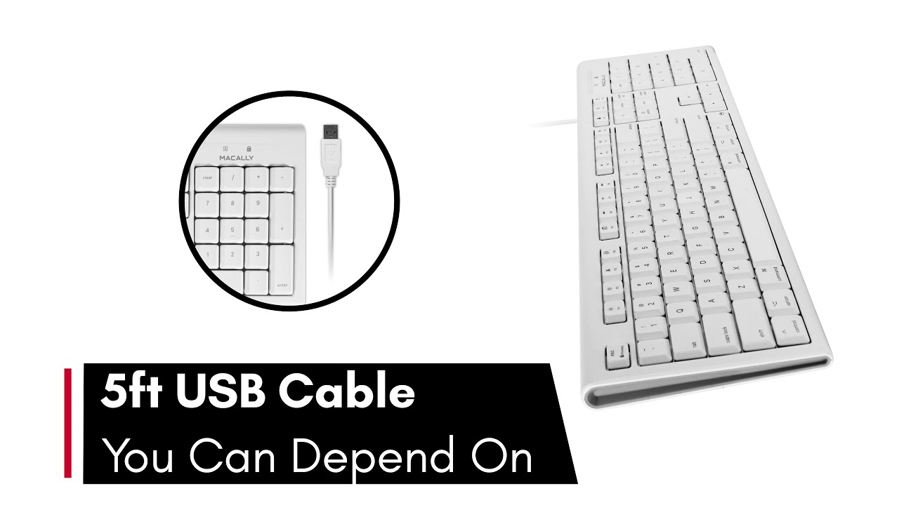 White 104 Key Full Size USB Keyboard for Mac
