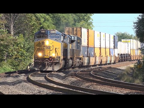 Fast 3 Engine 2 Mile Long CSX Van Stack Train! CSX Train at Night! CSX Freight Train w a BNSF Engine