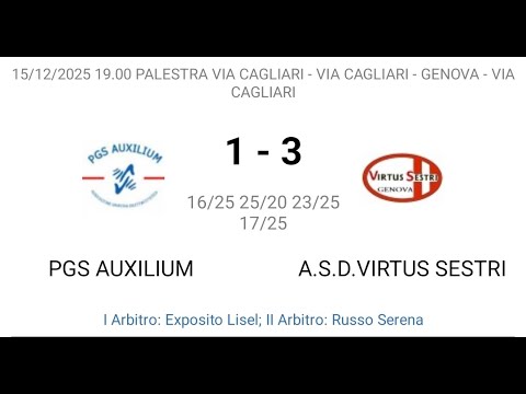 Under18 2025/26: PGS Auxilum vs Virtus Sestri Volley