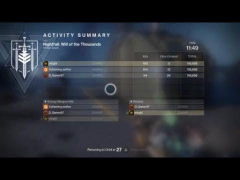 Bonus Threshold Nightfall - Will of Thousands / Warlock