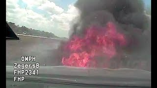 Florida Highway Patrol Pursuit Reaches 142 MPH, Cruiser Catches Fire