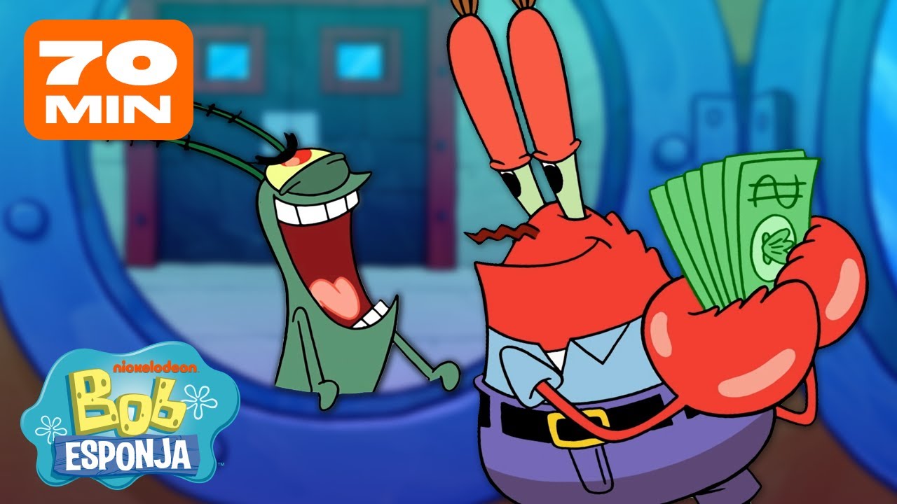 Bob Esponja | Todas as Competições do Siri Cascudo vs. Balde de Lixo! | Bob Esponja em Português