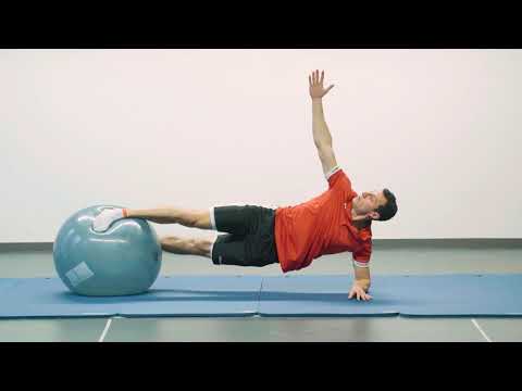 Seitstütz auf Gymnastikball + Rotation explosiv - Level 10