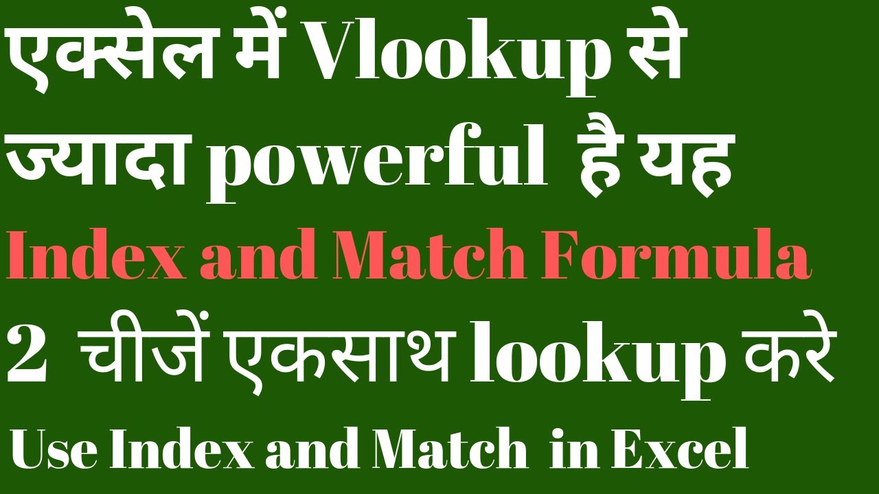 Index and Match in Excel