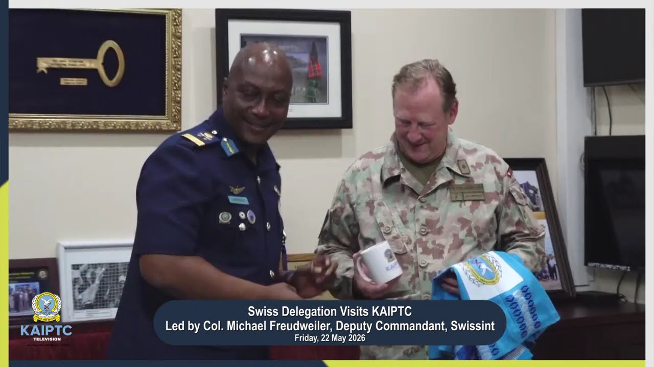 KAIPTC Commandant David Akrong welcomed a Swiss delegation during the Ghana–Switzerland Consultation