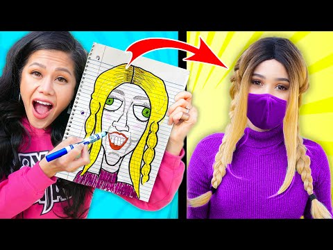 FACE REVEAL to BEST ARTIST to GUESS What She Looks Like! Funny Drawing Alie's Face Art Challenge