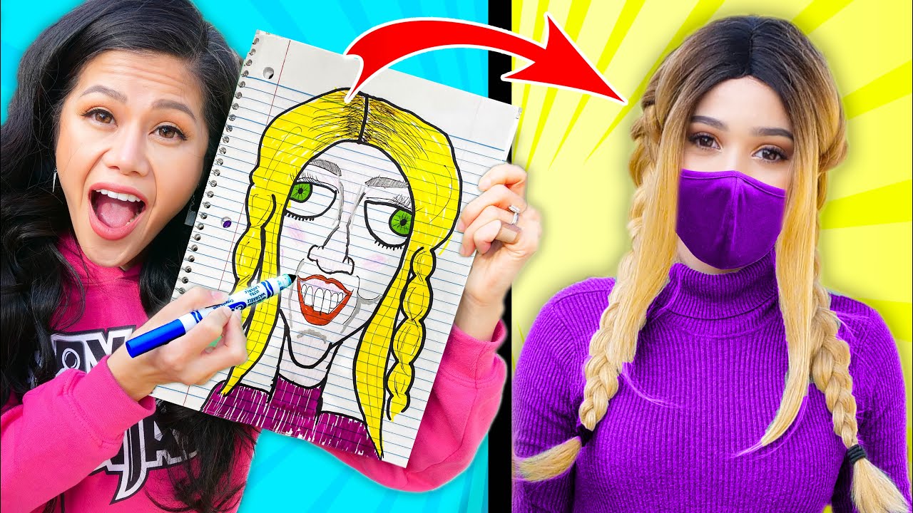 FACE REVEAL to BEST ARTIST to GUESS What She Looks Like! Funny Drawing Alie's Face Art Challenge