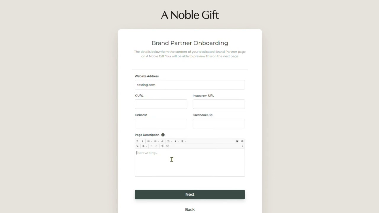 Brand Onboarding Form walkthrough