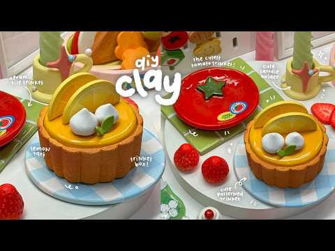 making clay trinket dishes and box🍋🍅🧺 using air dry clay / no bake