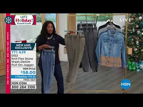 DG2 by Diane Gilman Knit Flex Snow Wash Denim PullOn Jog...