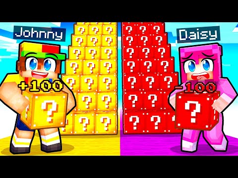 Cheating With +100 LUCKY BLOCKS in a LUCKY BLOCK STAIRCASE RACE in Minecraft!