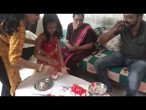 Sumedha cake cutting wid Jagadish mam on her 6th bday as per tithi clbtrn  at karkala on nov 18 2021