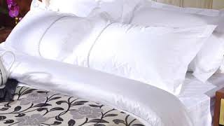 Satin Custom Embroidery White Quilt Cover Set YA-30