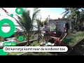 Filipijnse kinderen krijgen les langs het treinspoor