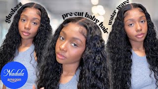 Summer Vibe ☀️ | Bye Bye Knots 7x5 Water Wave Glueless Drawstring Wig Install | Nadula Hair Amazon