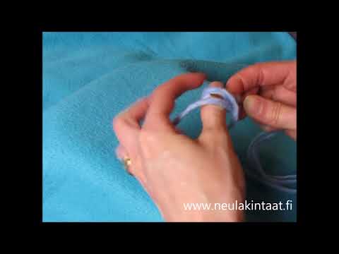 How to start Nalbinding - 10. Wrap yarn around thumb & twist the needdle on the underside