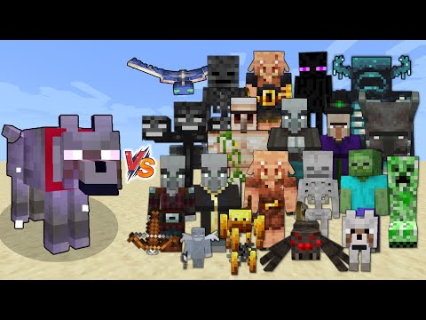 Enchanted Wolf vs All Mobs in Minecraft - Enchanted Wolf vs All Mobs