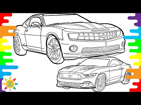 Chevrolet Camaro SS VS Ford Mustang GT Coloring Pages | Ford Mustang GT Coloring | Chevrolet Camaro