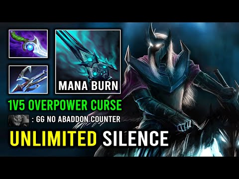 WTF 1v5 Unlimited Curse Silence + Mana Burn Abaddon Brutal Hyper Right Click 7.33c Dota 2