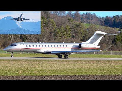 Bombardier Global 7500: Powerful Take-Off and Majestic Swiss Alps