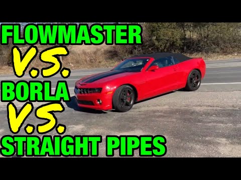 Chevy Camaro SS 6.2L V8 FLOWMASTER OUTLAW Vs BORLA ATAK Vs STRAIGHT PIPES!