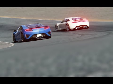Battle Porsche Mission R Concept vs Honda NSX at Mazda Raceway Laguna Seca