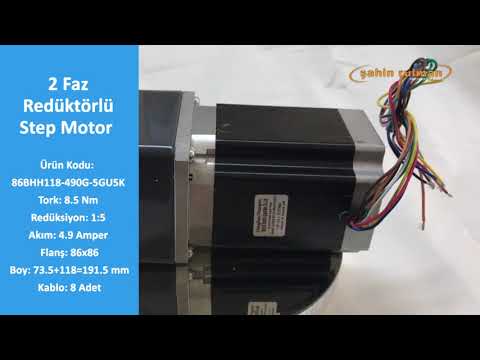 Planet Redüktörlü Step Motor 8.5 Nm - 86BHH118 - Video